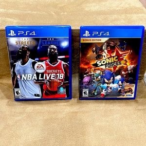 PS4 PlayStation Game bundle 2 games NBA Live 18 Sonic Forces Bonus Edition EUC